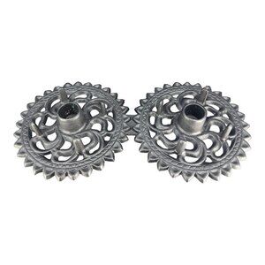 Robert Emig Black Cast Metal Candle Holder Weather Vane Directions Stick Holder